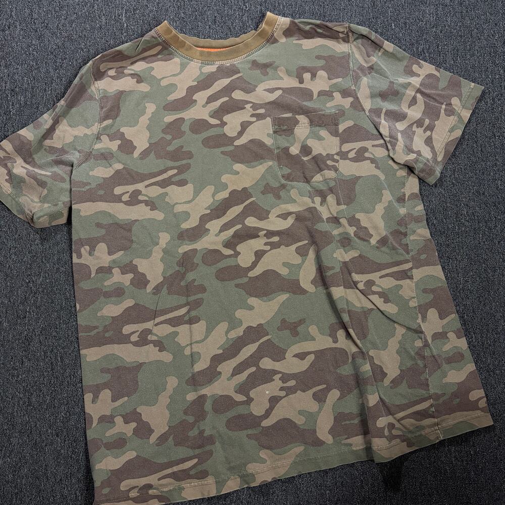 Vintage Y2k Duck Camo Green Hunting Nature Graphic Tee Men's Short Sleeve XL